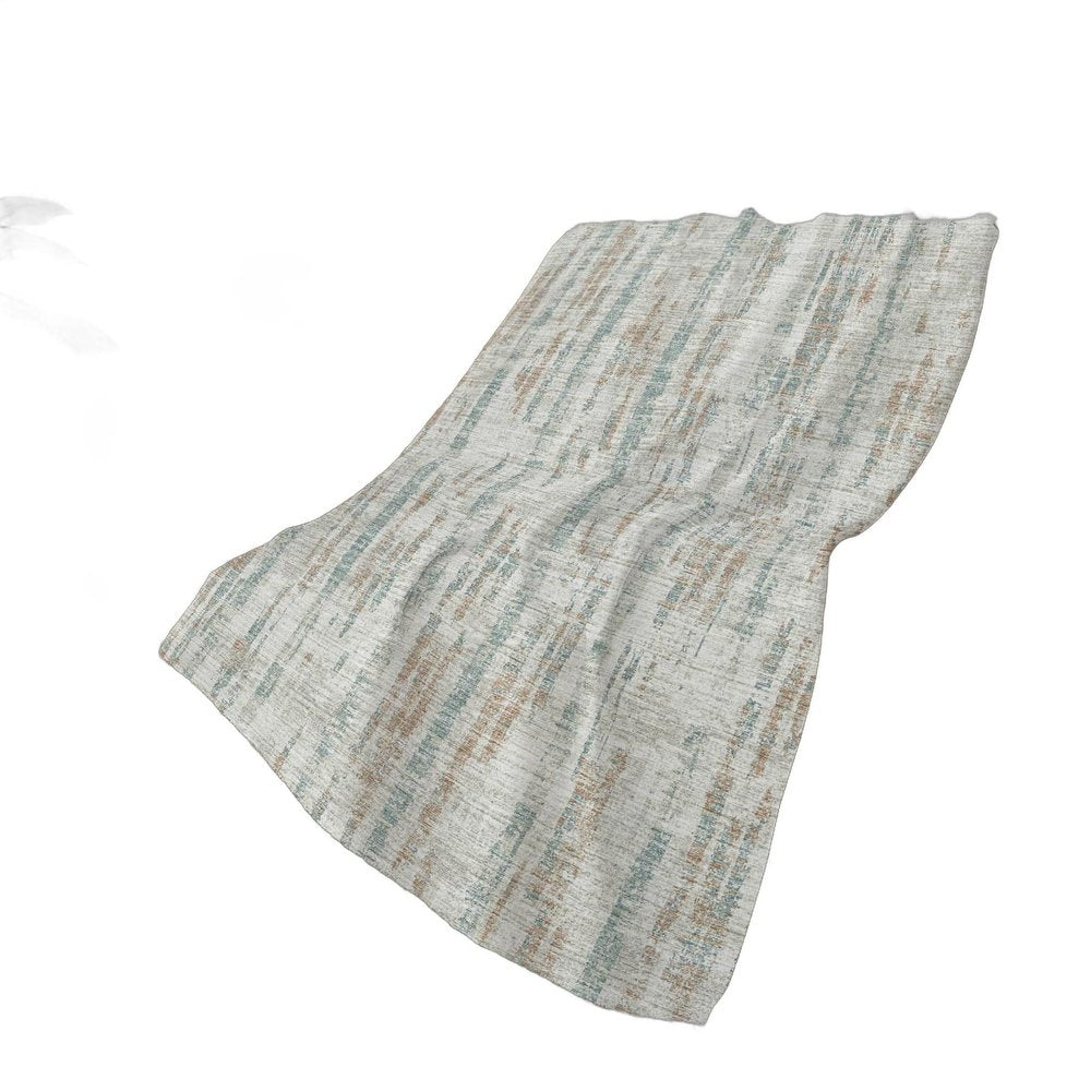 50" X 70" Ivory And Blue Abstract Polyester Woven Plush Throw Blanket HomeRoots