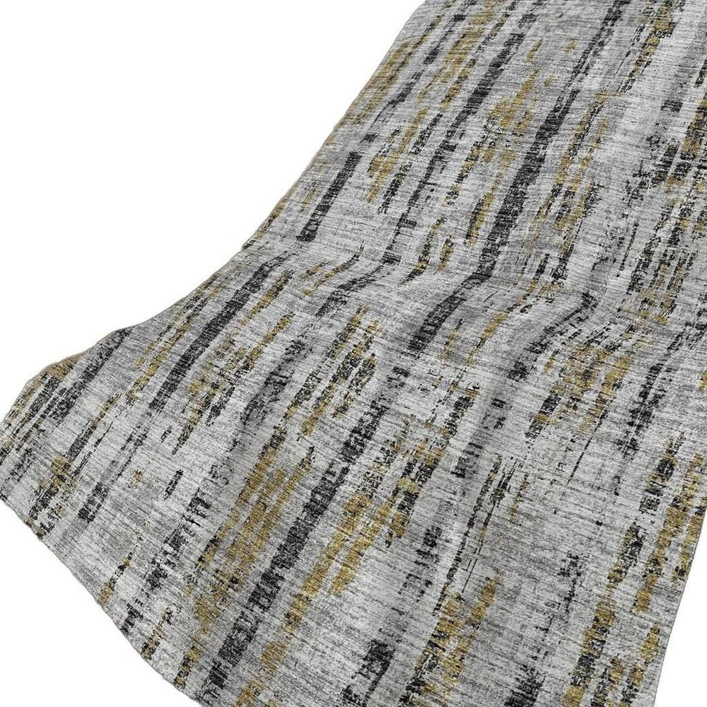 50" X 70" Silver Charcoal And Gold Abstract Polyester Woven Plush Throw Blanket HomeRoots