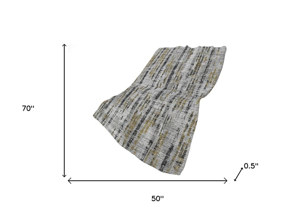 50" X 70" Silver Charcoal And Gold Abstract Polyester Woven Plush Throw Blanket HomeRoots