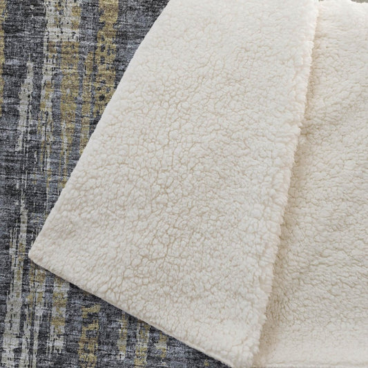 50" X 70" Granite Gray And Gold Abstract Polyester Woven Plush Throw Blanket HomeRoots