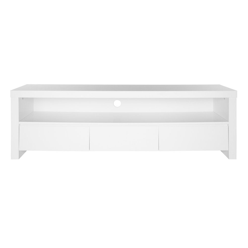 59" White Wood Enclosed and Open Storage TV Stand HomeRoots