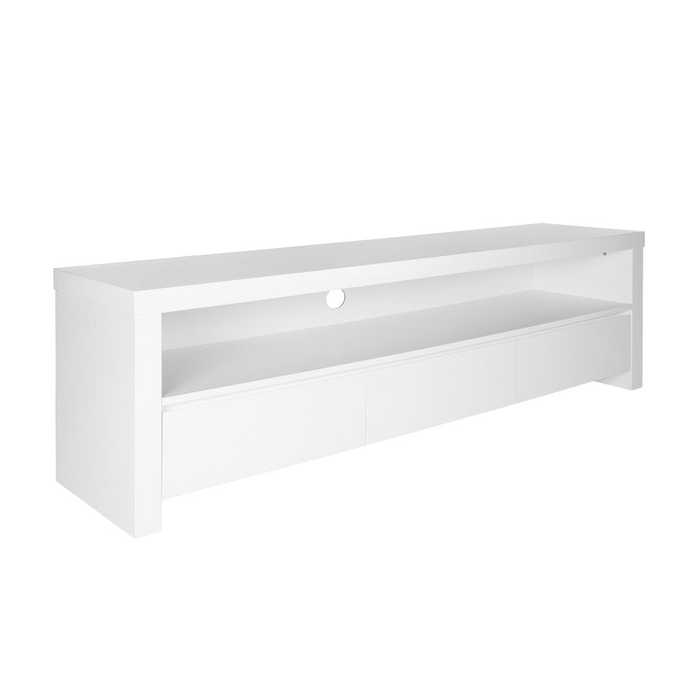 59" White Wood Enclosed and Open Storage TV Stand HomeRoots