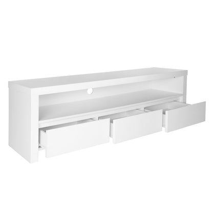 59" White Wood Enclosed and Open Storage TV Stand HomeRoots