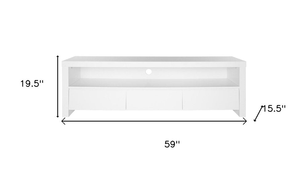 59" White Wood Enclosed and Open Storage TV Stand HomeRoots
