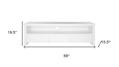 59" White Wood Enclosed and Open Storage TV Stand HomeRoots