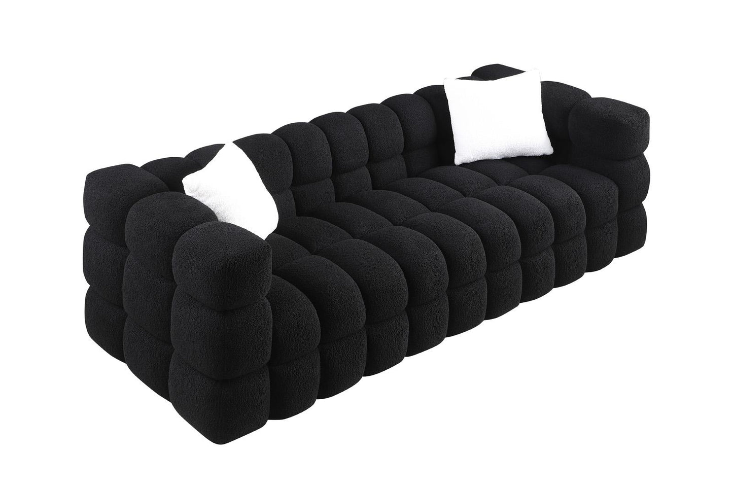 84.3 length ,35.83" deepth ,human body structure for USA people, marshmallow sofa,boucle sofa ,3 seater