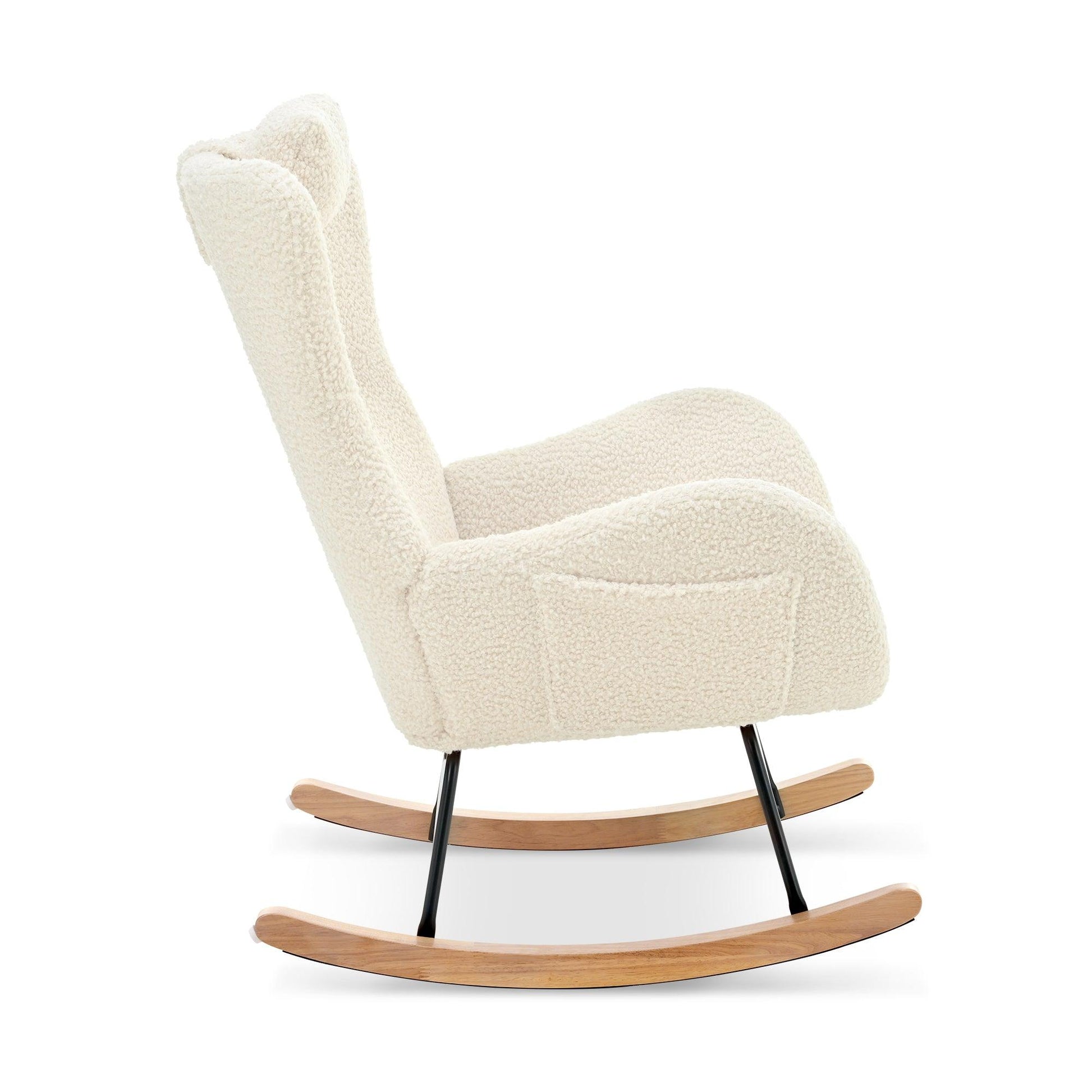 Rocking Chair - with rubber leg and cashmere fabric suitable for living room and bedroom - FurniFindUSA