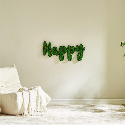 HAPPY Letter Art Moss Wall Decor - FurniFindUSA