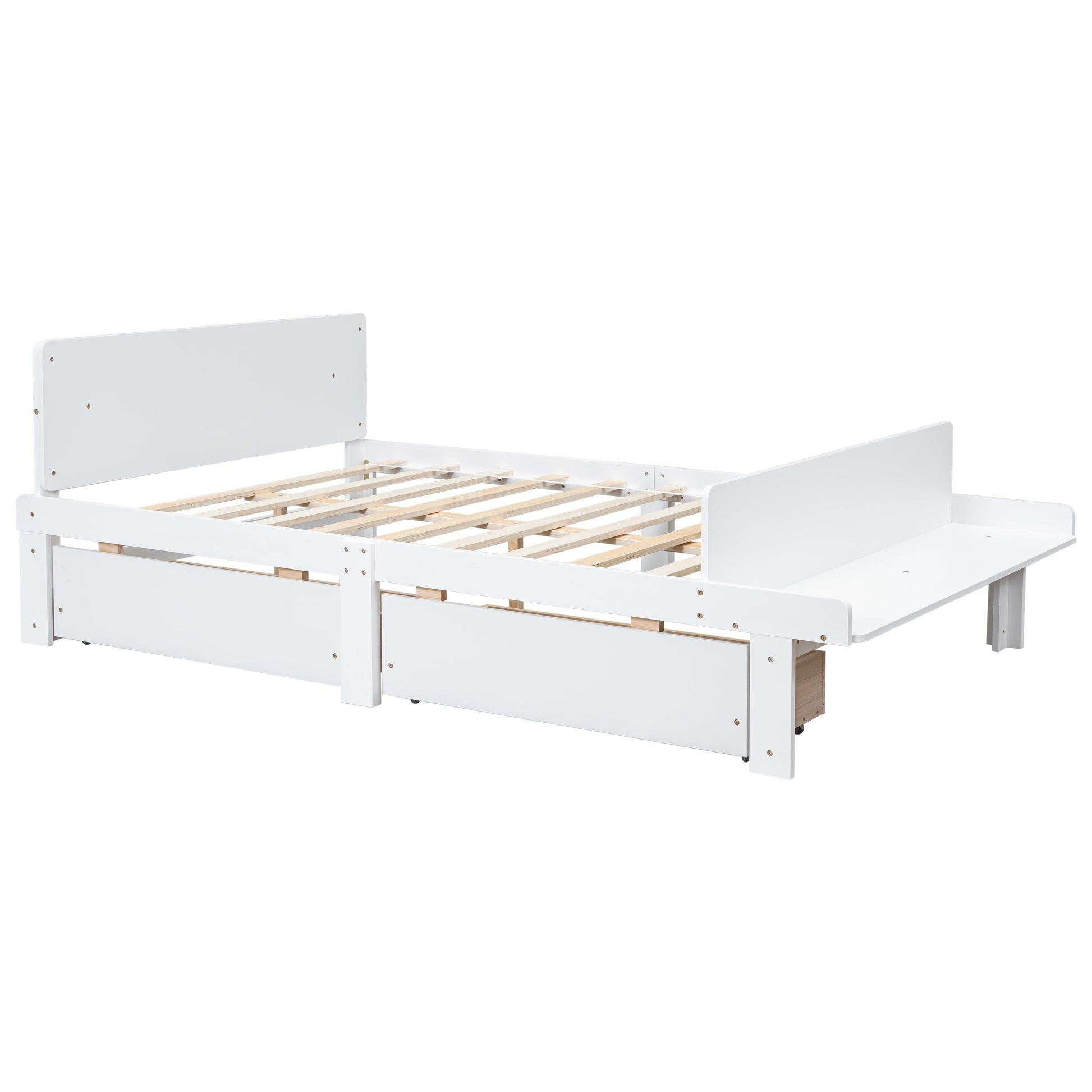 Full Bed with Footboard Bench 2 drawers White - FurniFindUSA
