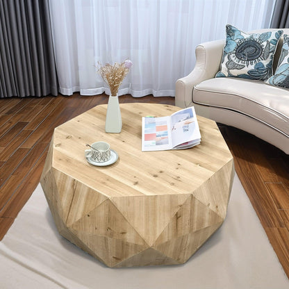 38.58"Three-dimensional Embossed Pattern Design American Retro Style Coffee Table - FurniFindUSA