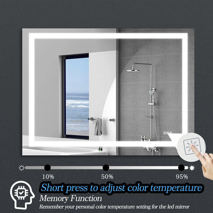 LED Bathroom Mirror 48x 36 Inch with lights, anti-Fog & Dimming Led Bathroom Vanity Mirror - FurniFindUSA