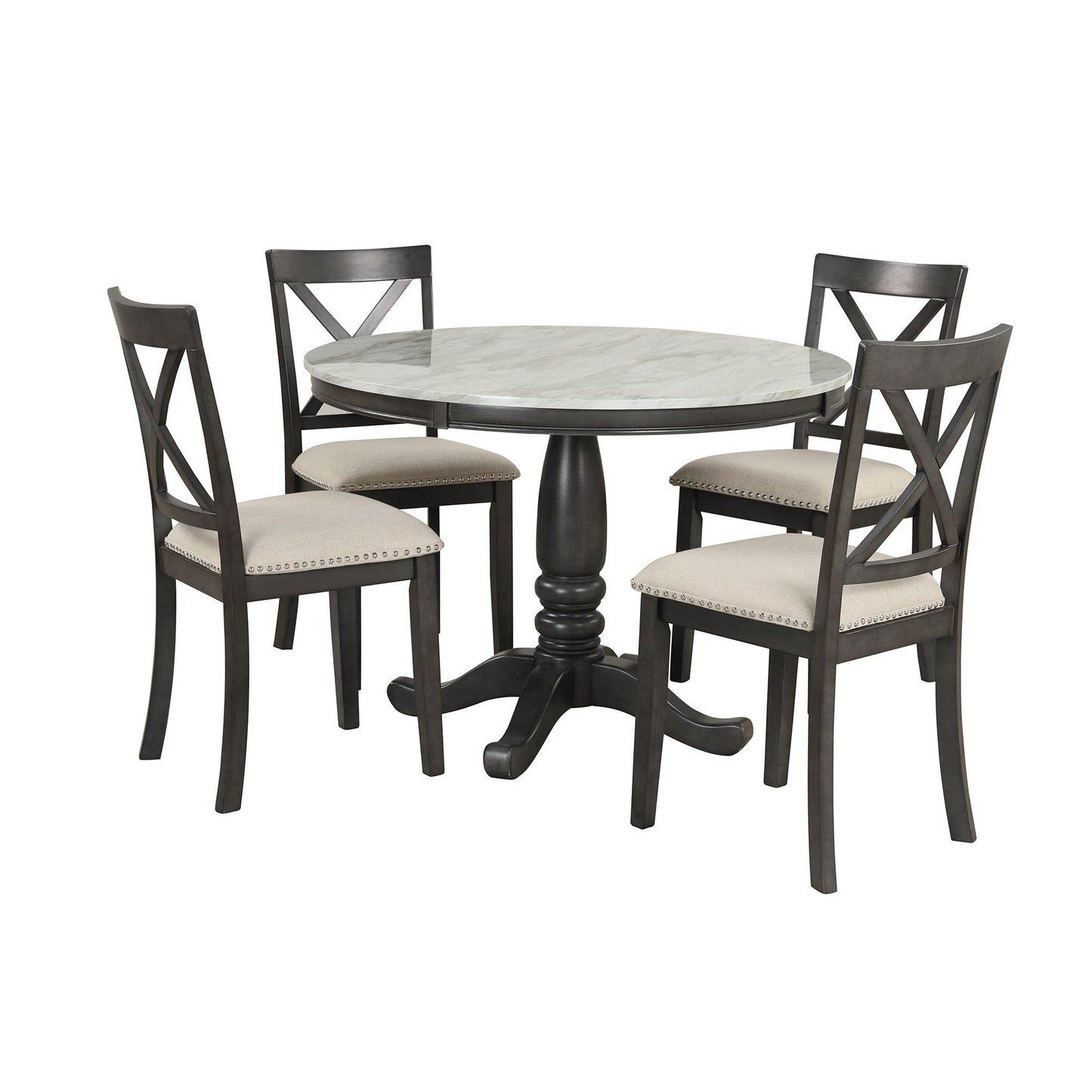 Orisfur 5 Pieces Dining Table and Chairs Set for 4 Persons Kitchen Room Solid Wood Table with 4 Chairs - FurniFindUSA