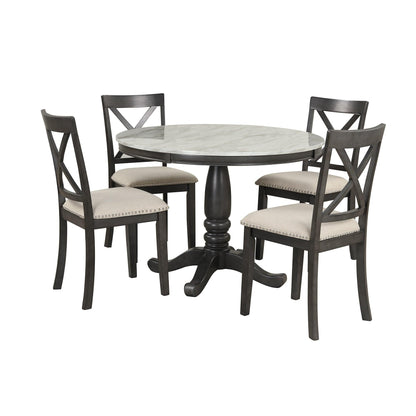 Orisfur 5 Pieces Dining Table and Chairs Set for 4 Persons Kitchen Room Solid Wood Table with 4 Chairs - FurniFindUSA