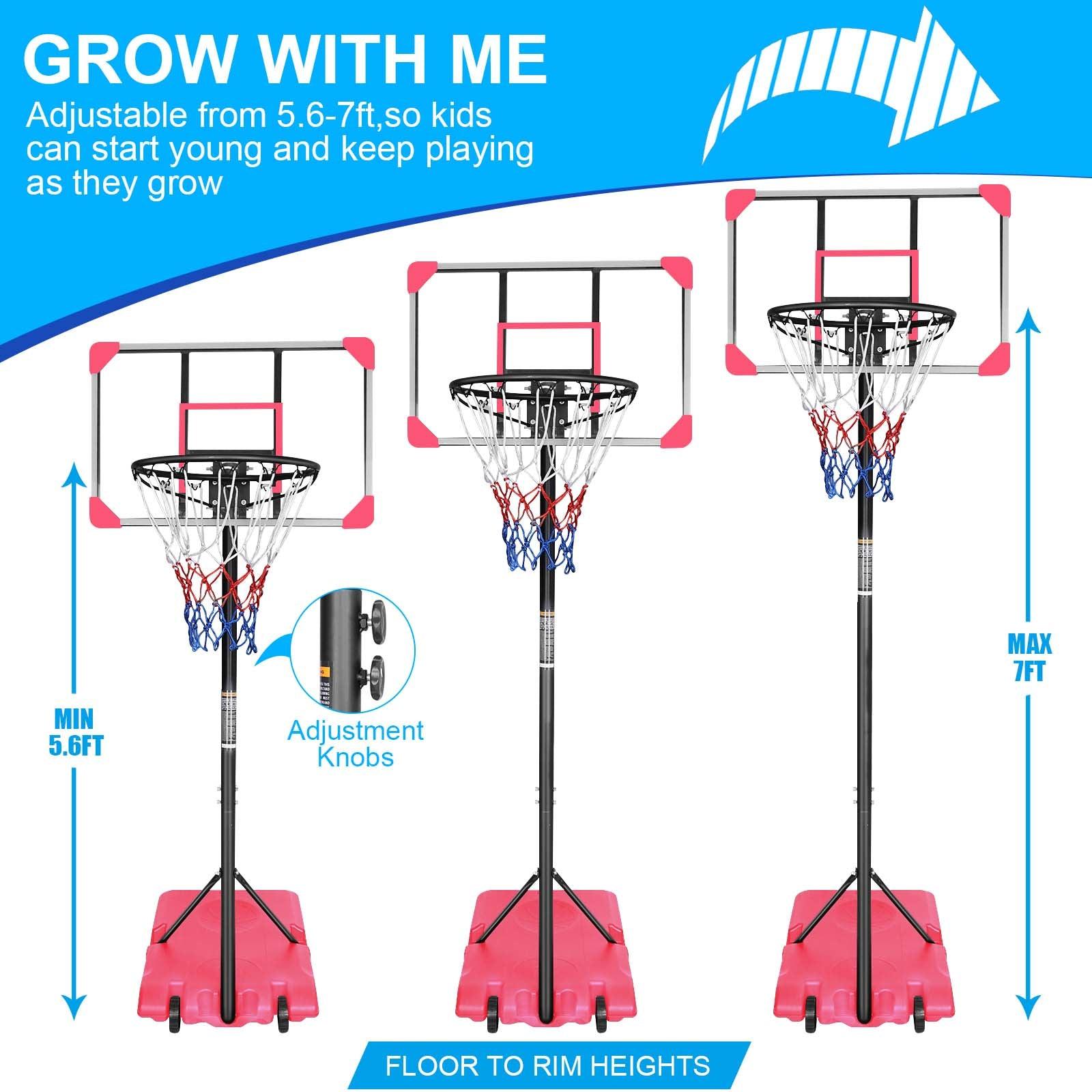 Portable Basketball Goal System with Stable Base and Wheels use for Indoor Outdoor teenagers youth - FurniFindUSA