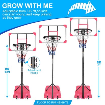 Portable Basketball Goal System with Stable Base and Wheels use for Indoor Outdoor teenagers youth - FurniFindUSA