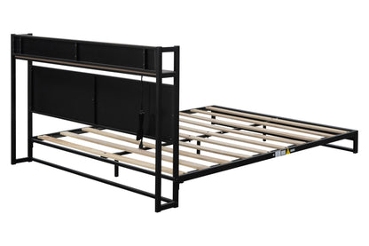 Platform Queen Bed with Socket Fast Assemble Design - FurniFindUSA