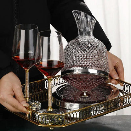 360 Rotating Wine Decanter Tumbler Design Dispenser Crystal Glass Wine Aerator Mirror Jug Gift Bar Decor Art Glassware 1500ML - FurniFindUSA