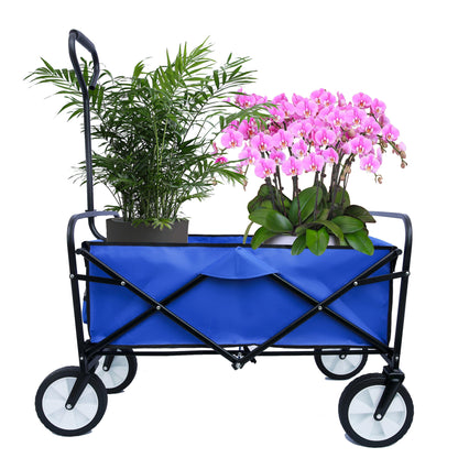 Folding Wagon Garden Shopping Beach Cart (Blue) - FurniFindUSA