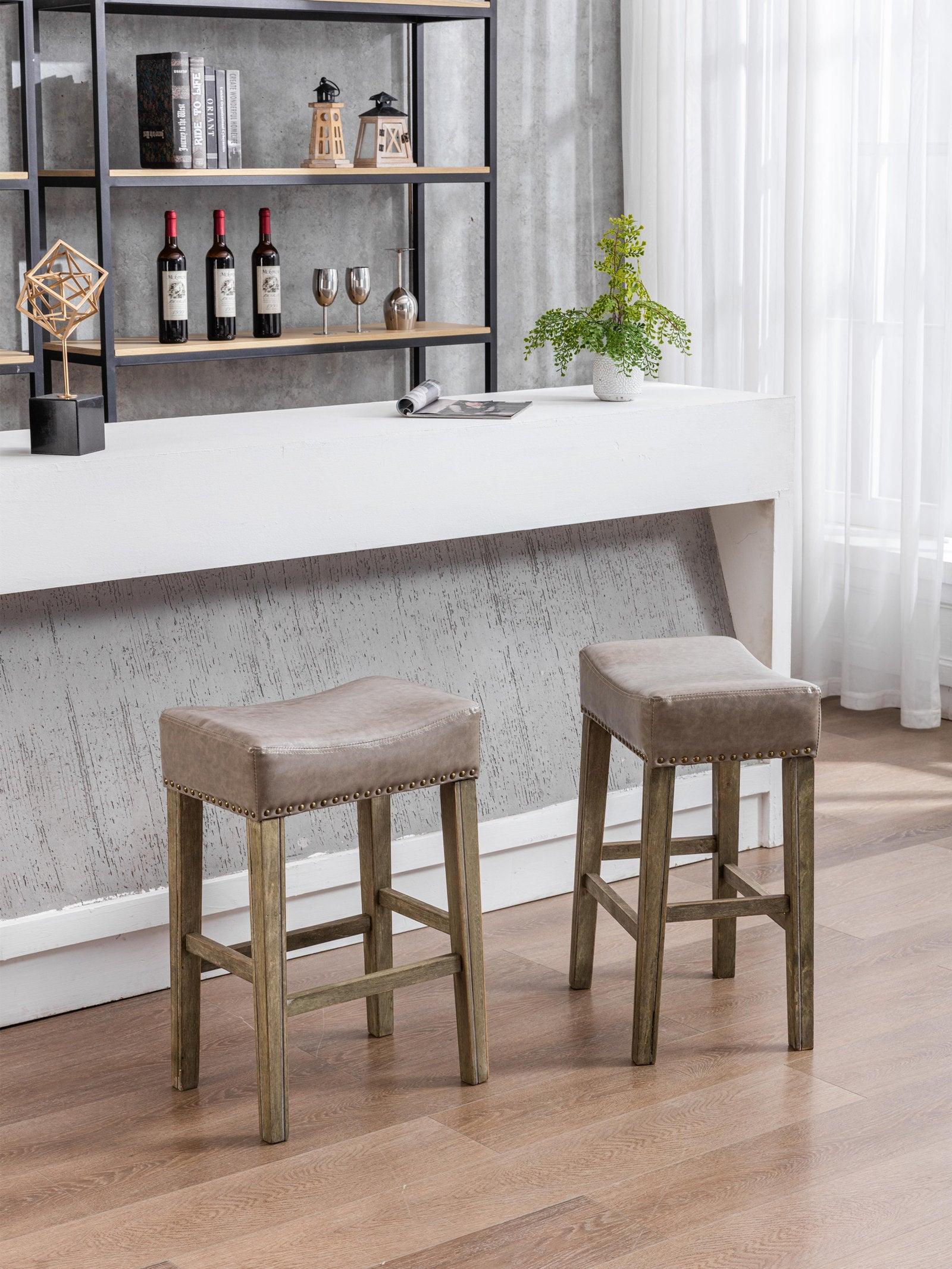 A&A Furniture Counter Height 26" Bar Stools (26 Inch Gray Set of 2) - FurniFindUSA