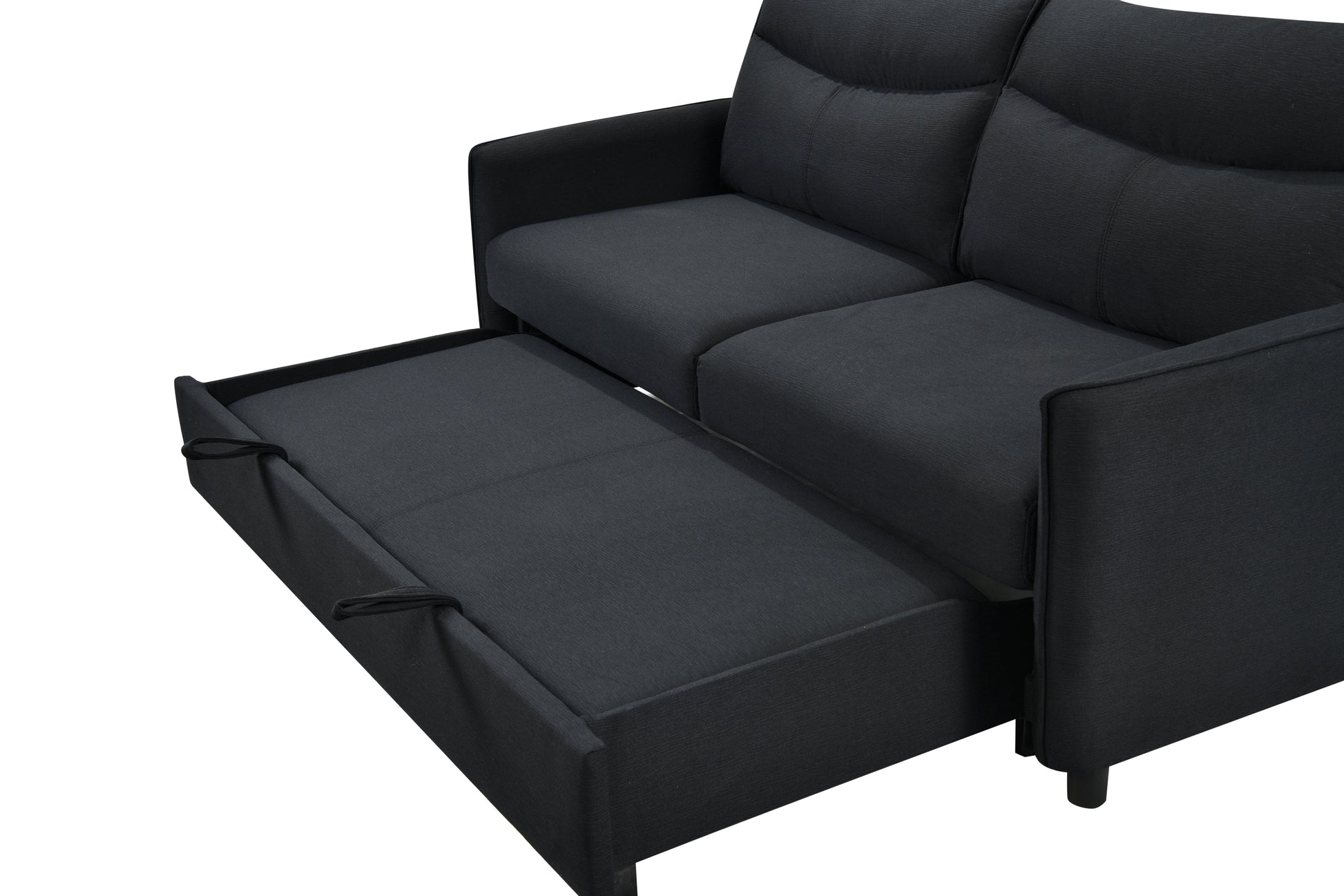 3 in 1 Convertible Sleeper Sofa Bed Modern Fabric Loveseat Futon Sofa Couch w/Pullout Bed Black - FurniFindUSA