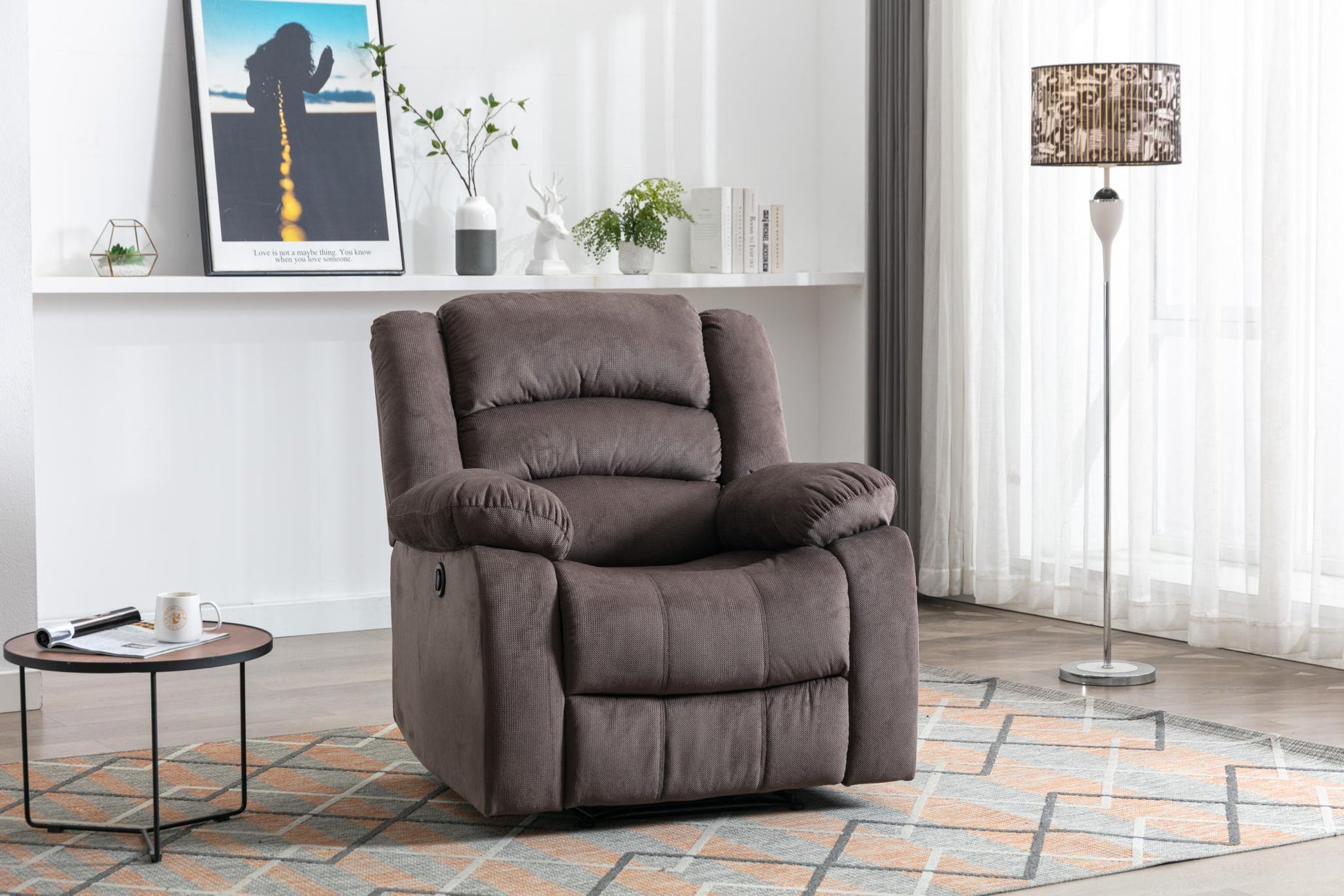 Classic Electric Recliner with Soft Cushion and Back, Small Sofa with Comfortable Armchair - FurniFindUSA