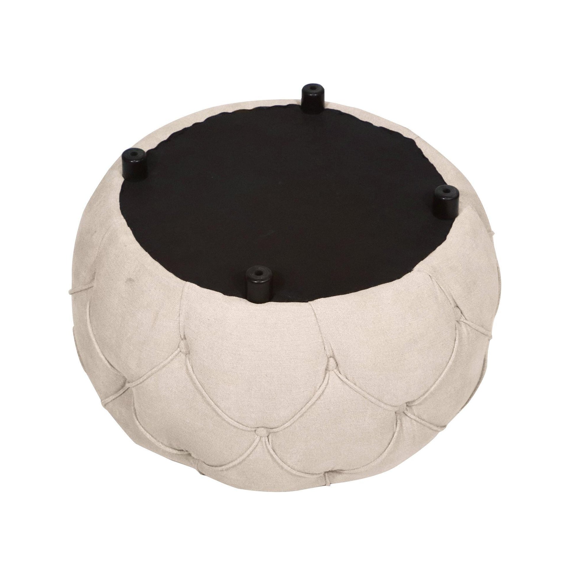 Large Button Tufted Woven Round Storage Footstool。Suitable for living room, bedroom, study - FurniFindUSA