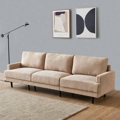 Modern fabric sofa L shape, 3 seater with ottoman-104.6" Beige