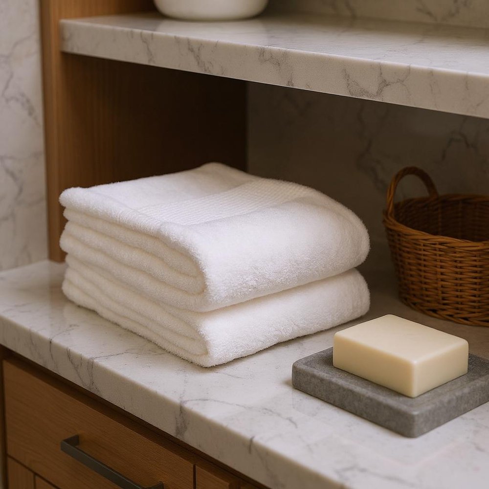 Set of Six White Cotton Quick Dry Terry Cloth Towels HomeRoots