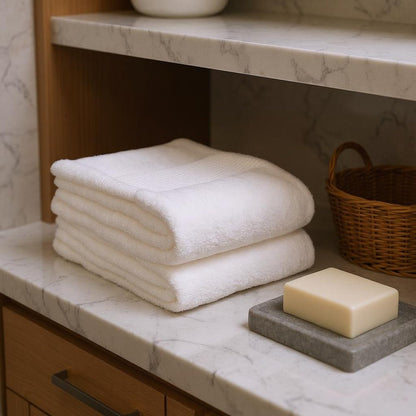Set of Six White Cotton Quick Dry Terry Cloth Towels HomeRoots