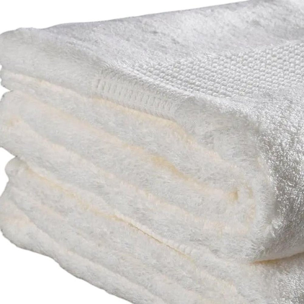 Set of Six White Cotton Quick Dry Terry Cloth Towels HomeRoots
