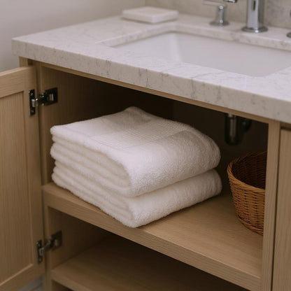 Set of Six White Cotton Quick Dry Terry Cloth Towels HomeRoots