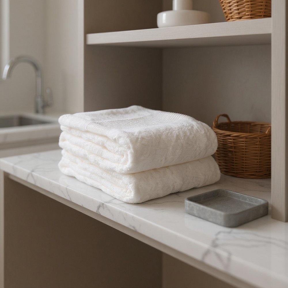 Set of Six White Cotton Quick Dry Terry Cloth Towels HomeRoots
