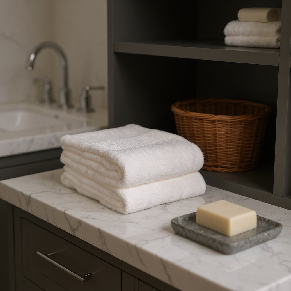 Set of Two Ivory Cotton 13" X 13" Quick Dry Terry Cloth Washcloths HomeRoots
