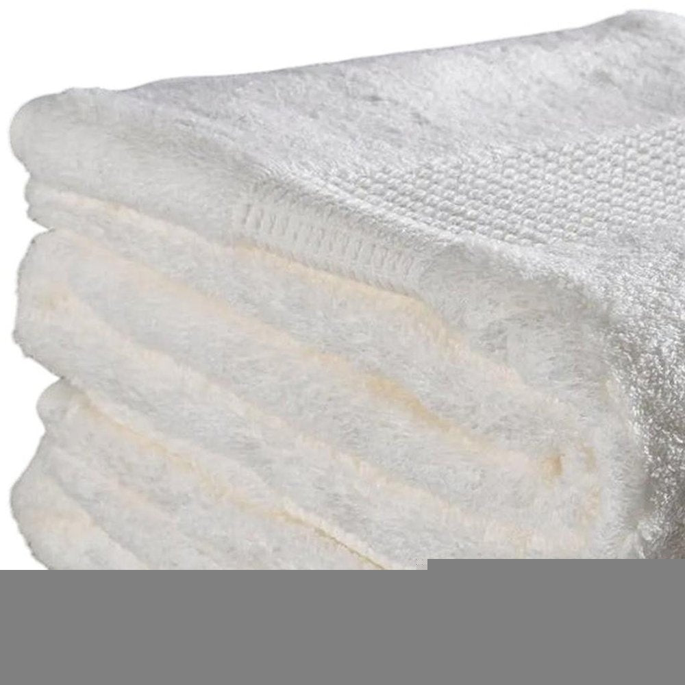 Set of Two Ivory Cotton 13" X 13" Quick Dry Terry Cloth Washcloths HomeRoots