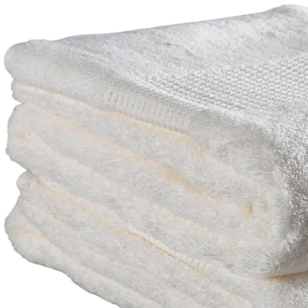 Set of Two Ivory Cotton 13" X 13" Quick Dry Terry Cloth Washcloths — view 8