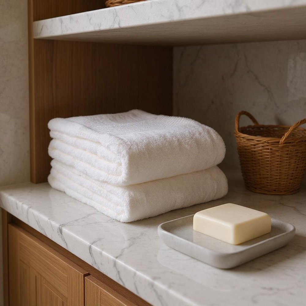 Set of Two Ivory Cotton 13" X 13" Quick Dry Terry Cloth Washcloths — view 10