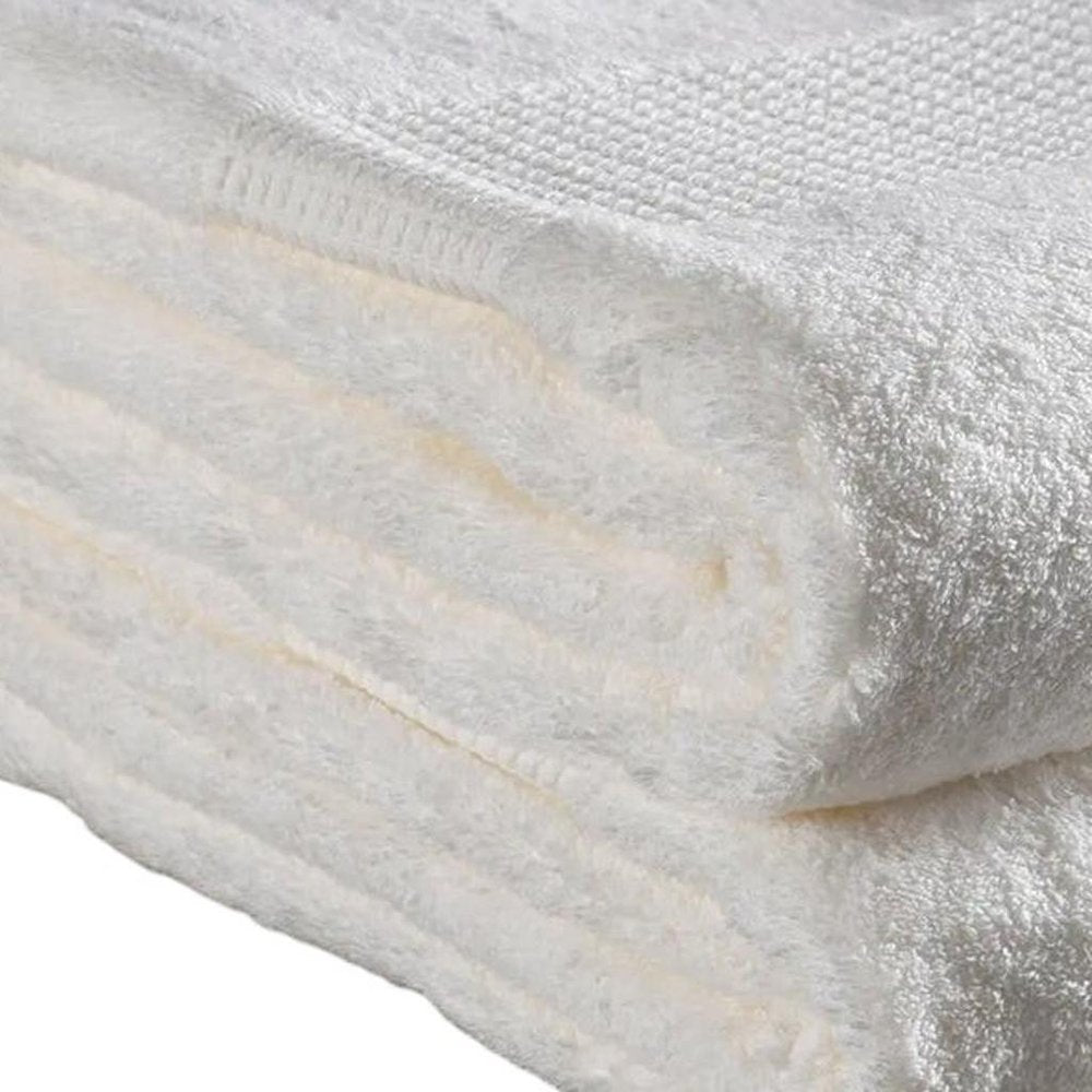 Set of Two Ivory Cotton 13" X 13" Quick Dry Terry Cloth Washcloths HomeRoots