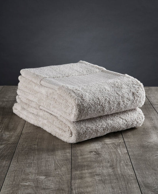 Set of Two Beige Cotton 16" X 30" Quick Dry Terry Cloth Hand Towels HomeRoots