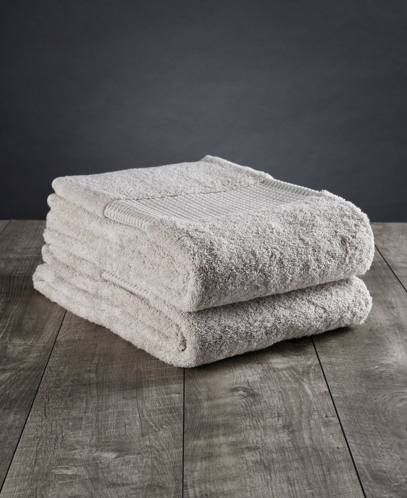 Set of Two Beige Cotton 13" X 13" Quick Dry Terry Cloth Washcloths HomeRoots