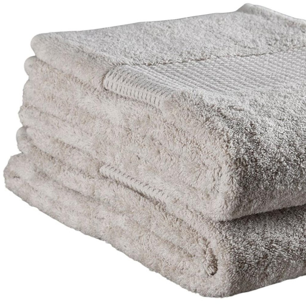 Set of Two Beige Cotton 13" X 13" Quick Dry Terry Cloth Washcloths HomeRoots