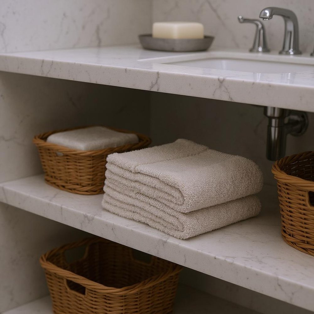 Set of Two Beige Cotton 16" X 30" Quick Dry Terry Cloth Hand Towels — view 5