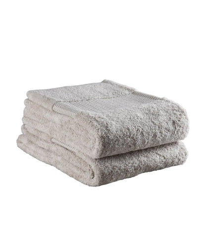 Set of Two Beige Cotton 13" X 13" Quick Dry Terry Cloth Washcloths HomeRoots