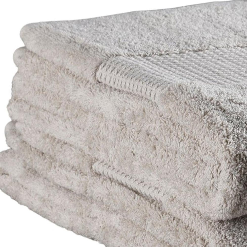 Set of Two Beige Cotton 13" X 13" Quick Dry Terry Cloth Washcloths HomeRoots