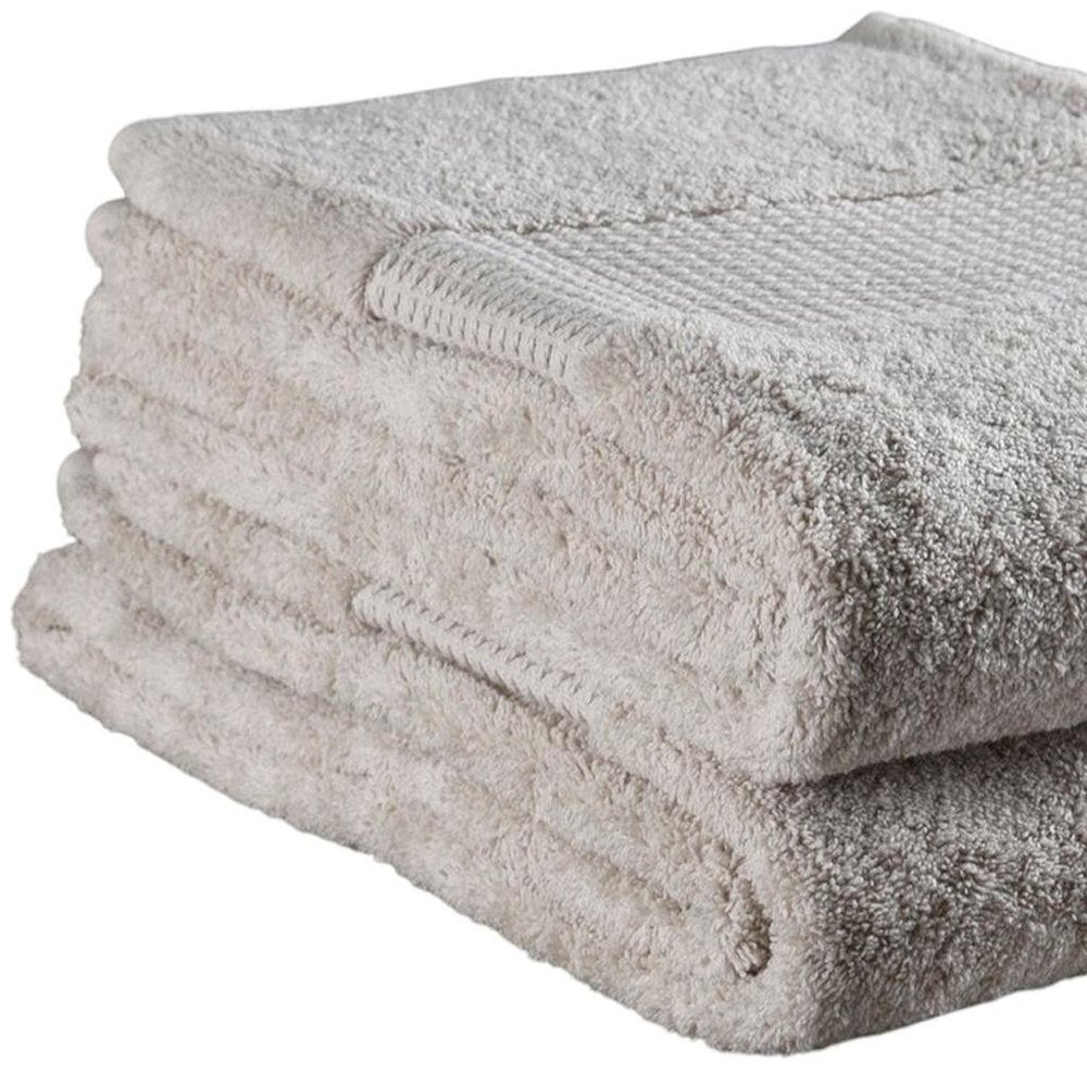 Set of Two Beige Cotton 13" X 13" Quick Dry Terry Cloth Washcloths HomeRoots