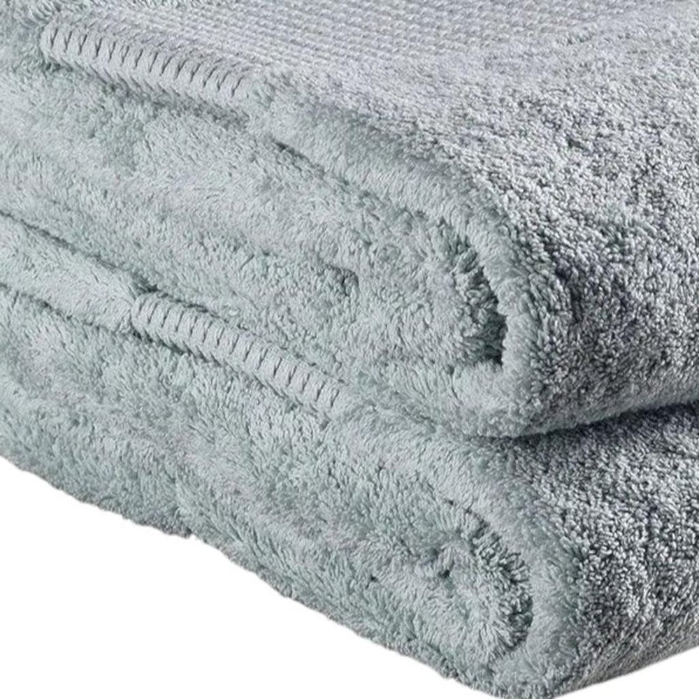 Set of Two Sea Green Cotton 13" X 13" Quick Dry Terry Cloth Washcloths HomeRoots
