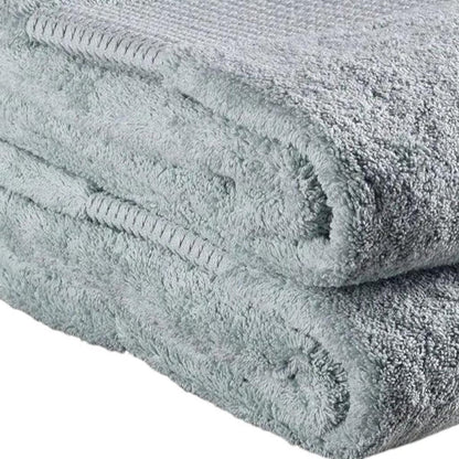 Set of Two Sea Green Cotton 13" X 13" Quick Dry Terry Cloth Washcloths HomeRoots