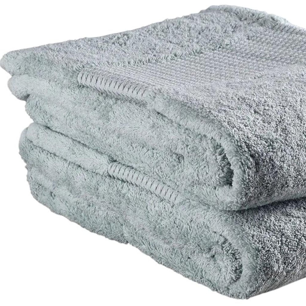 Set of Two Sea Green Cotton 13" X 13" Quick Dry Terry Cloth Washcloths HomeRoots