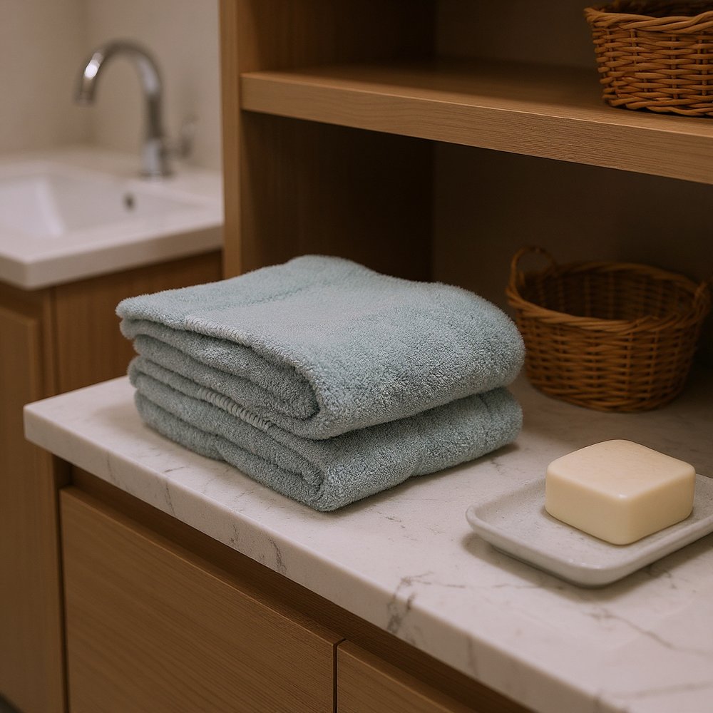 Set of Two Sea Green Cotton 13" X 13" Quick Dry Terry Cloth Washcloths HomeRoots