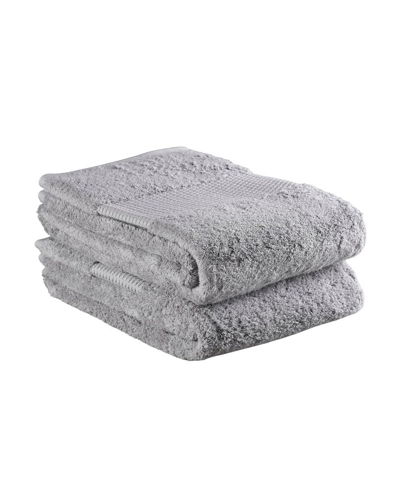 Set of Two Light Gray Cotton 13" X 13" Quick Dry Terry Cloth Washcloths HomeRoots