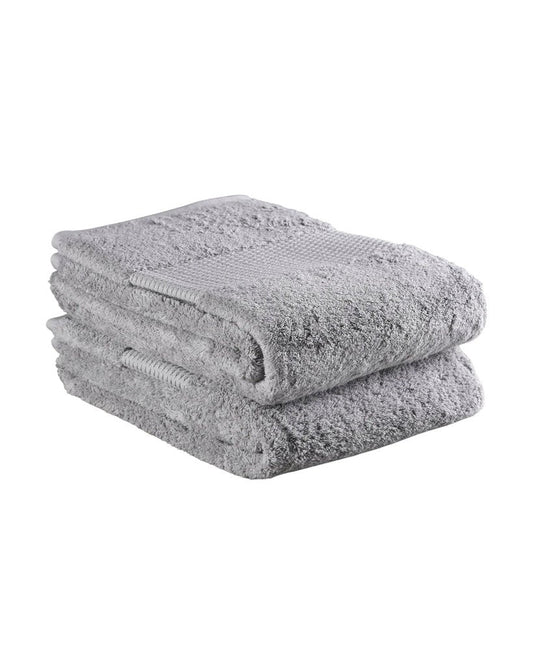 Set of Two Light Gray Cotton 13" X 13" Quick Dry Terry Cloth Washcloths HomeRoots